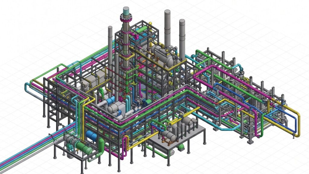 LOD-300 Revit BIM model of an industrial plant